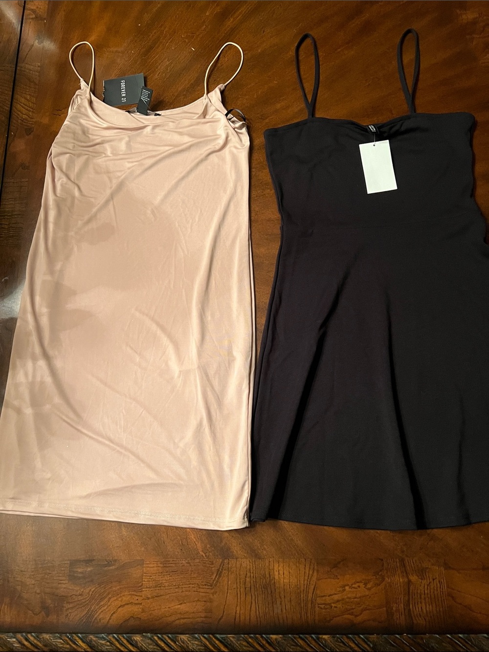 Forever 21 Spaghetti Strap Mini Dress inNude & h&m black mini dress